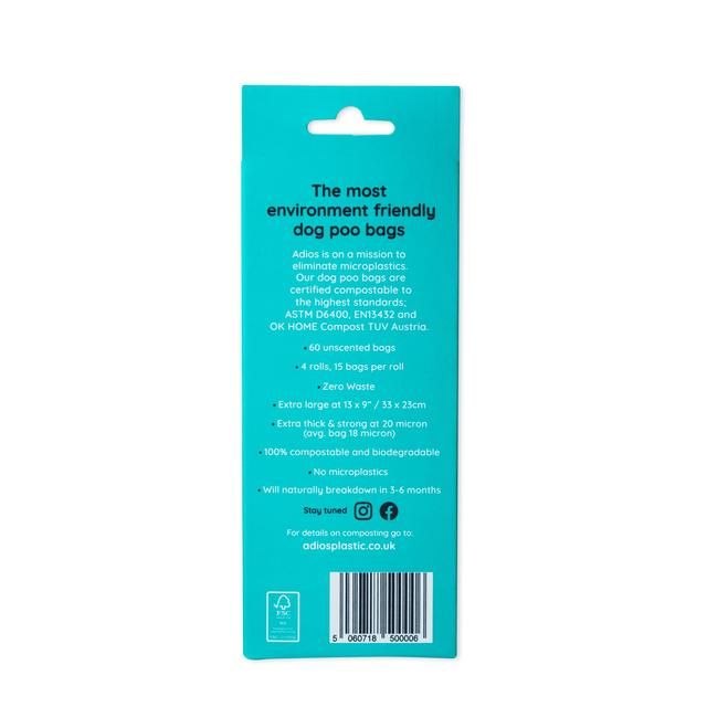 Adios Compostable Dog Poo Bags - Rainbow    60 per pack - McGrocer