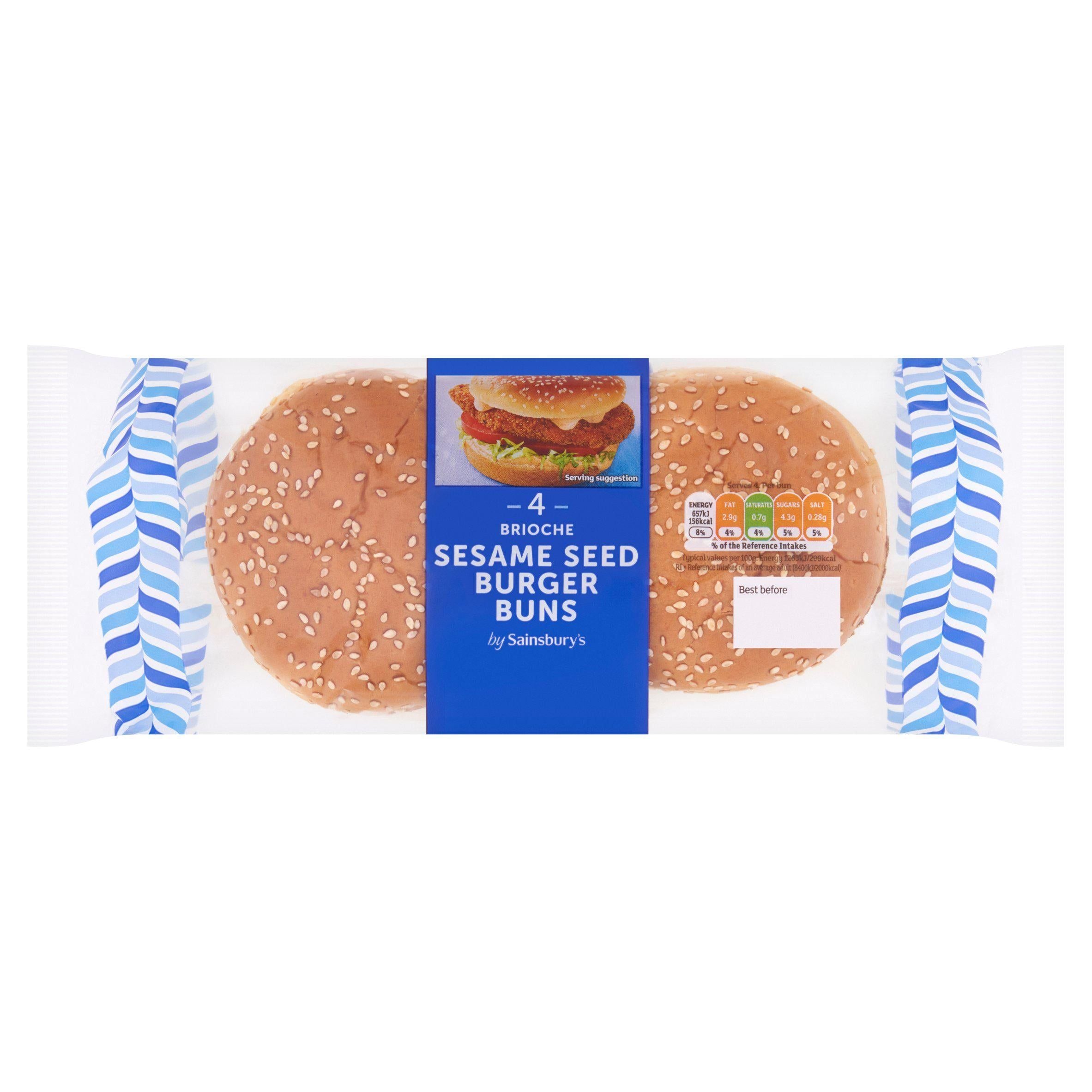 Sainsbury's Sesame Seed Brioche Burger Buns x4 GOODS Sainsburys   