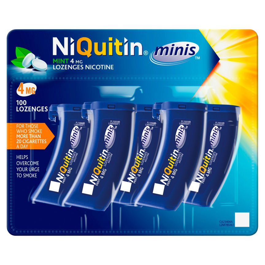 NiQuitin Mini Mint Lozenges 4mg, 100 Minis Stop Smoking Aid