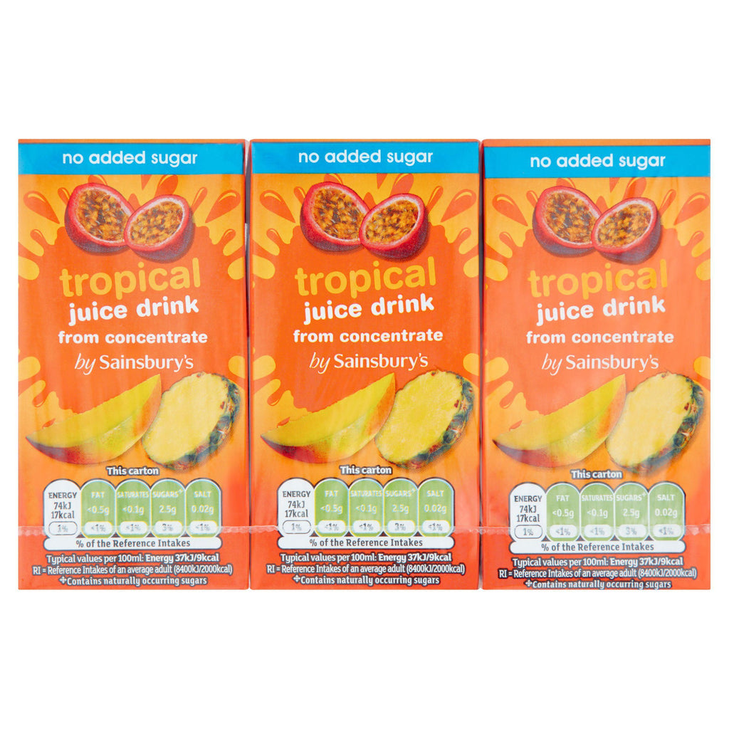 Sainsbury's No Added Sugar Tropical Juice Drink from Concentrate 3× 200ml