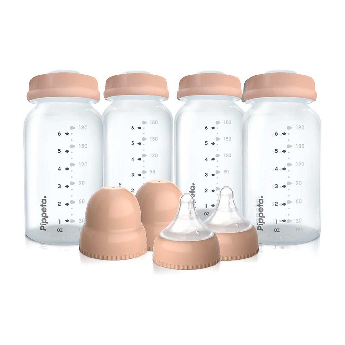 Pippeta Milk Storage Bottles Ash Rose 4 Pack GOODS Boots   