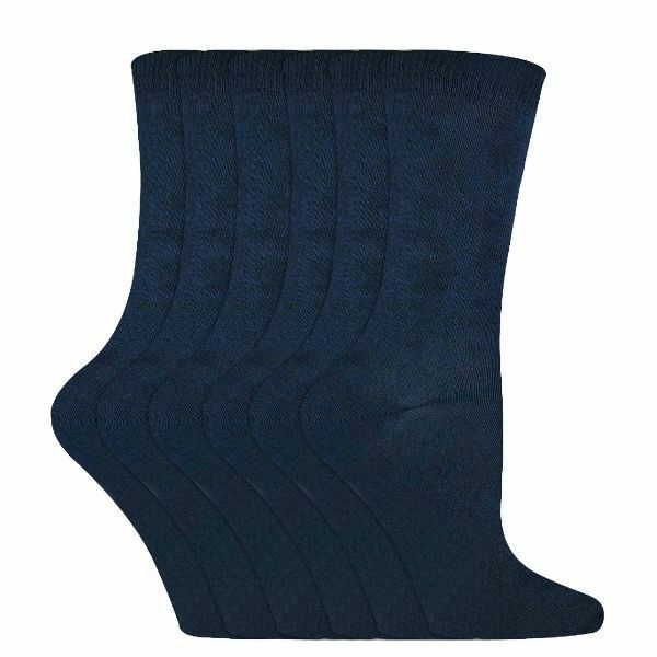 Sock Snob 6 Pk Childrens Solid Colour Cotton Socks 12-3 UK GOODS Superdrug Navy  