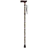 Aidapt Folding Walking Cane - Patterned Blue Floral