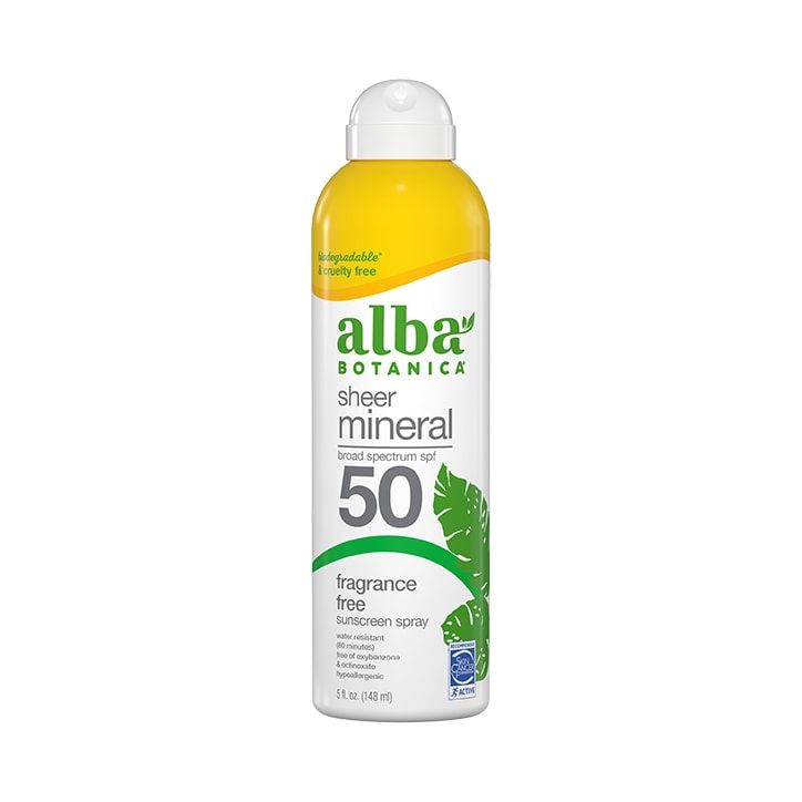 Alba Botanica Sheer Mineral Fragrance Free Sunscreen Spray SPF50 148ml