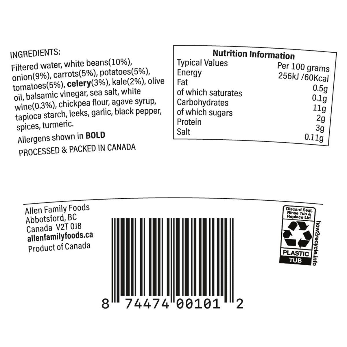 Allen Family Foods Tuscan White Bean Soup, 6 x 400g - McGrocer