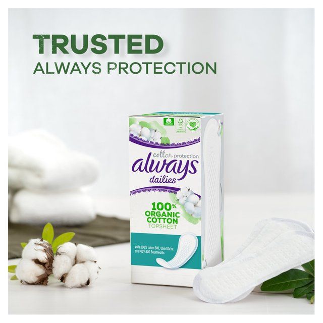 Always Dailies Organic Cotton Protection Normal Panty Liners   28 per pack