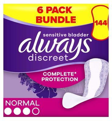 Always Discreet Incontinence Liners Normal - 144 Liners (6 pack bundle)