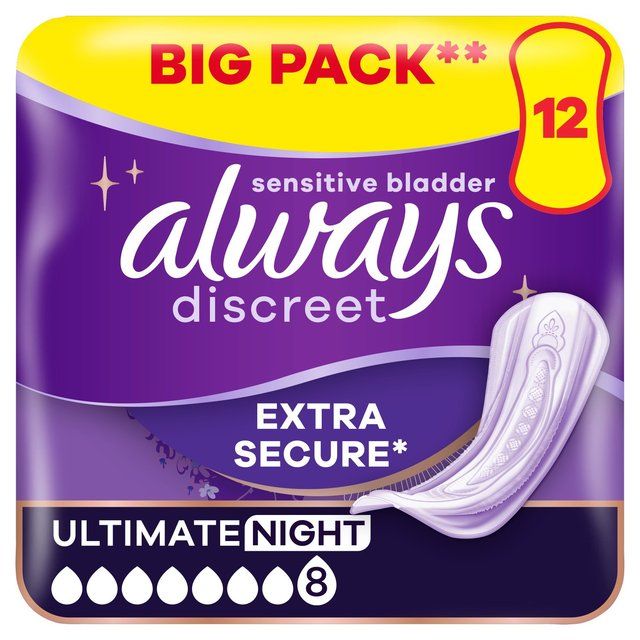 Always Discreet Incontinence Pads Ultimate Night   12 per pack