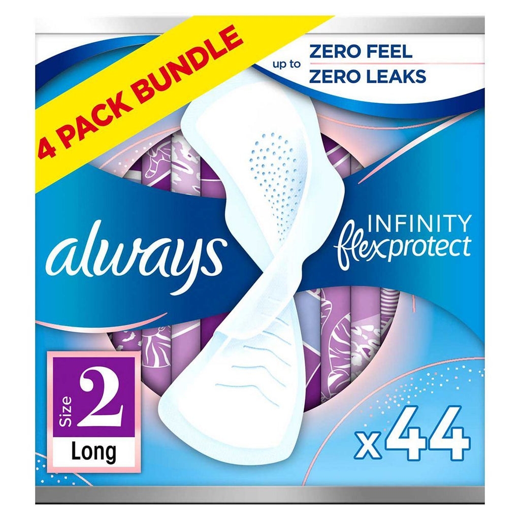 Always Infinity Long (Size 2) Wings Sanitary Towels 11 Pads x4 Bundle