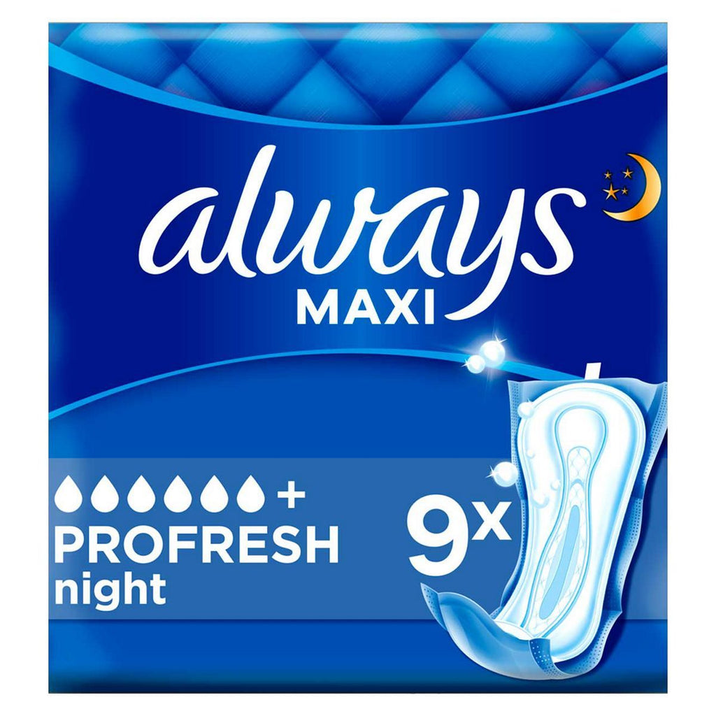 Always Maxi Profresh Night Sanitary Towels X9