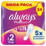 Always Platinum Long Plus (Size 2) Sanitary Towels Wings x24