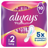 Always Platinum Long Sanitary Towels Wings Size 2   10 per pack