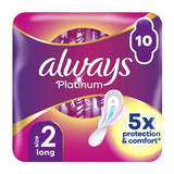 Always Platinum Long Sanitary Towels With Wings 10 Pads