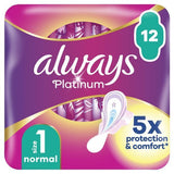 Always Platinum Normal(Size1) Sanitary Towels Wings 12Pads