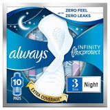 Always Sanitary Towels Infinity Night (Size 3) Wings   10 per pack - McGrocer
