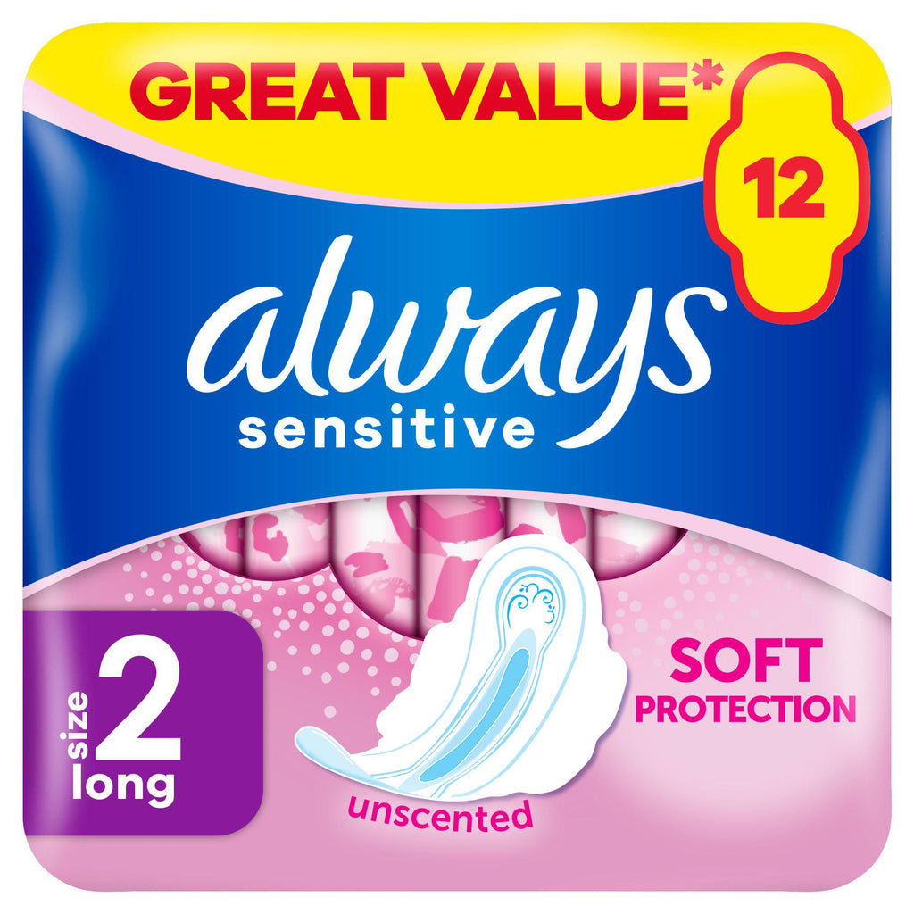 Always Sensitive Long Ultra (Size 2) Sanitary Towels Wings x12