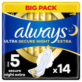 Always Ultra Sanitary Towels Secure Night Extra (Size 5) Wings X 14 Pads