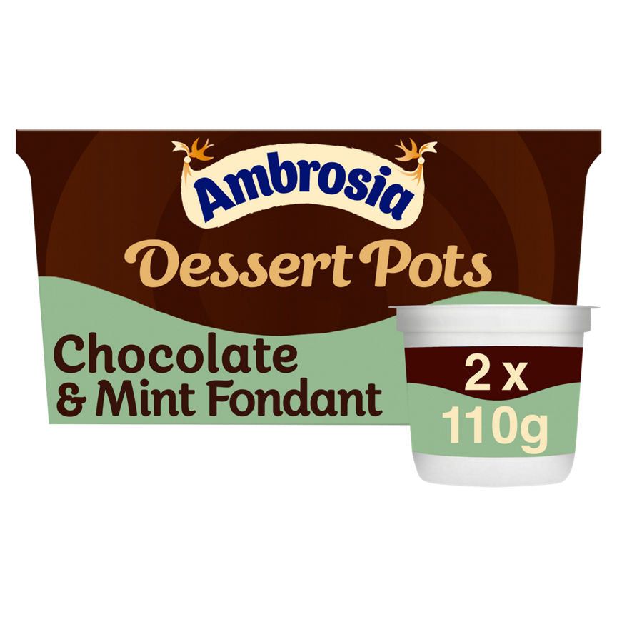 Ambrosia Dessert Pots Belgian Chocolate & Mint Fondant Sauce 2 x 110g (220g)