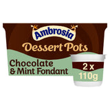 Ambrosia Ready To Eat Belgian Chocolate & Mint Fondant Sauce Dessert Pots 2x110g