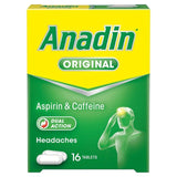 Anadin Original Aspirin Pain Relief Headache Caplets   16 per pack