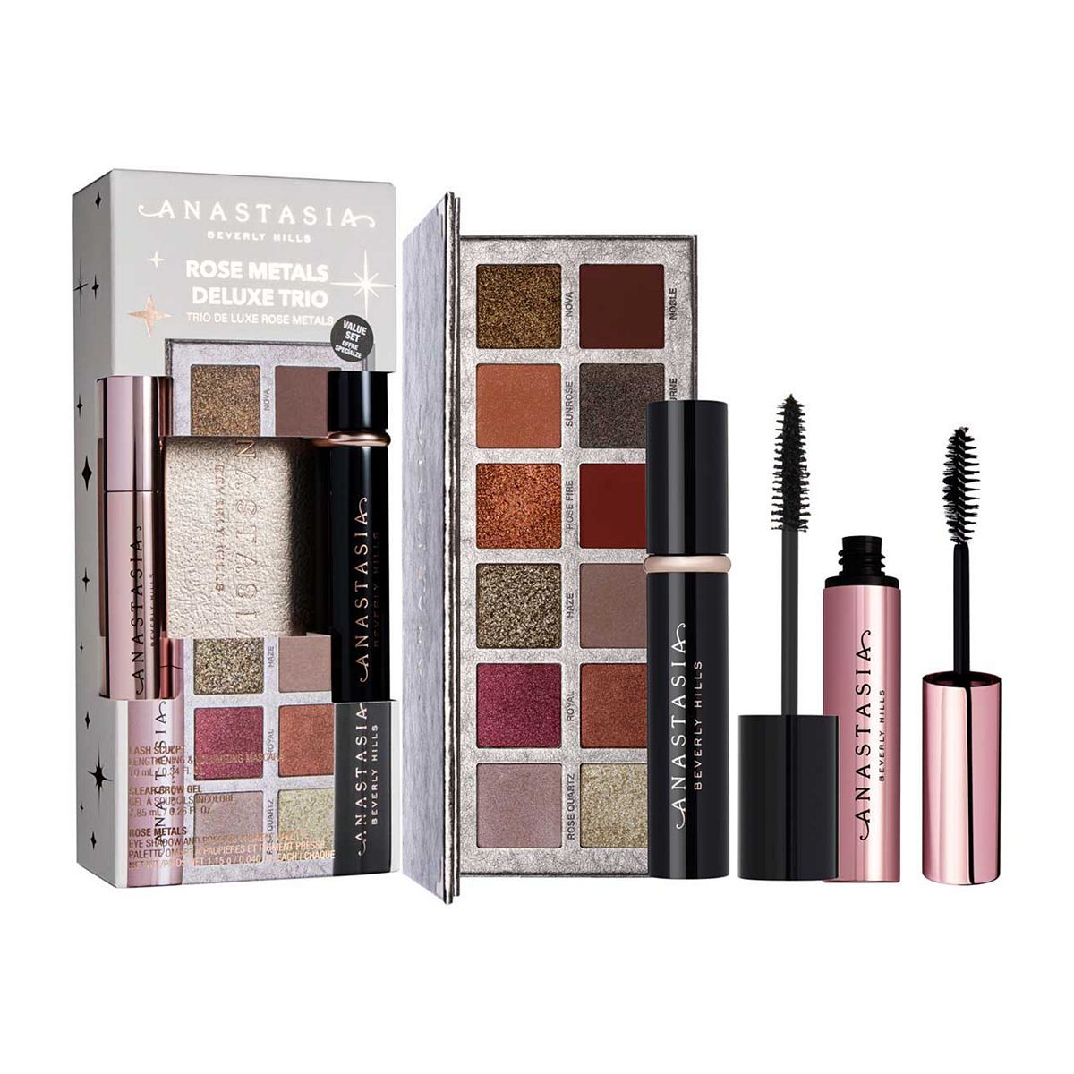 Anastasia Beverly Hills Rose Metals Deluxe Trio - Eyeshadow Palette, Mascara & Brow Gel - McGrocer