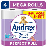 Andrex Gentle Clean Perfect Pull Toilet Tissue 4 Mega Rolls 255 Sheets