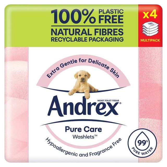 Andrex Pure Care Washlets Flushable Toilet Wipes Quad Pack   4 x 36 per pack