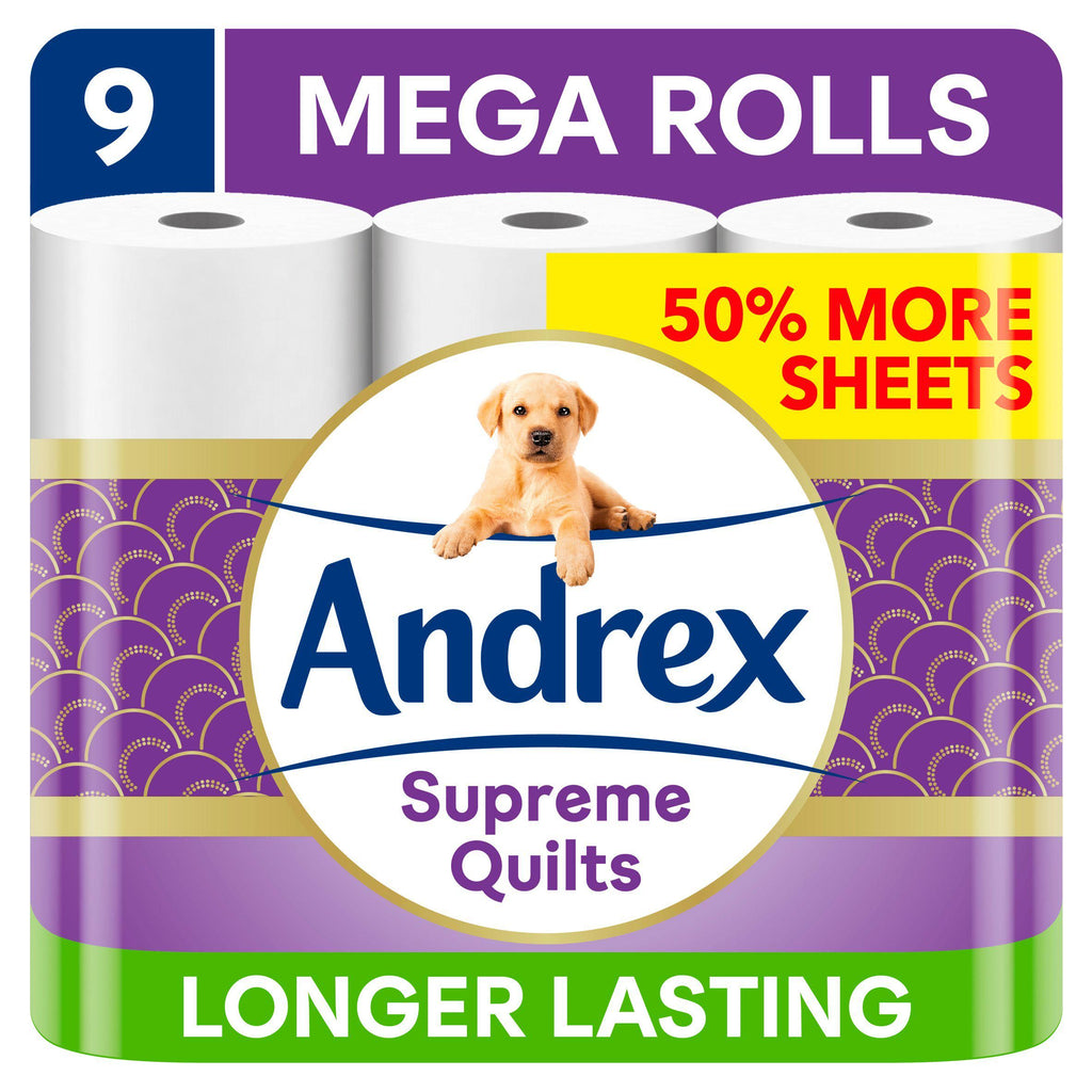 Andrex Supreme Quilts Toilet Tissue Mega Rolls x9