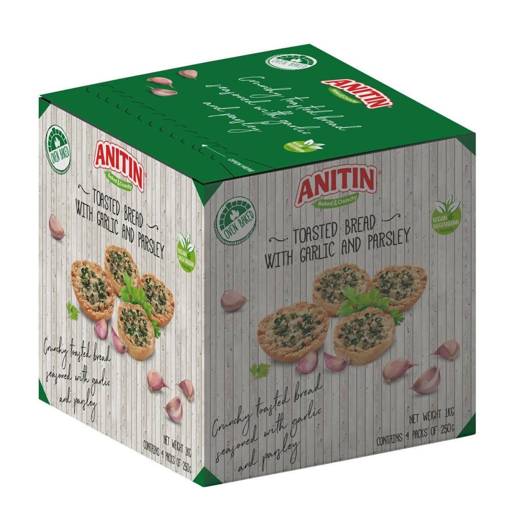 Anitin Garlic and Parsley Toasted Bread, 4 x 250g