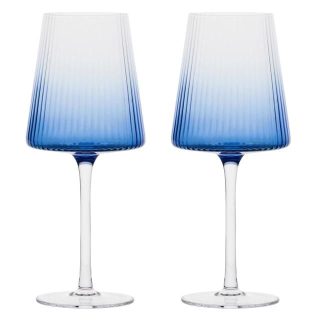 Anton Studio Designs Empire Blue Wine Glasses   2 per pack - McGrocer