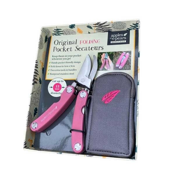 Apples To Pears Original Folding Pocket Secateurs - Pink