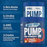 Applied Nutrition Caffeine Free Pump 3G Pre Workout 3g Fruit Burst 375g