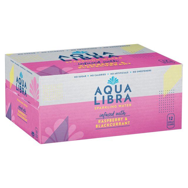 Aqua Libra Raspberry and Blackcurrant Infused Sparkling Water   12 x 330ml