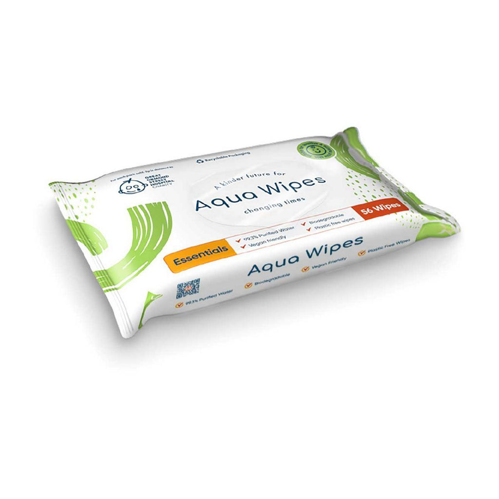 Aqua Wipes Essentials Biodegradable Plastic-Free Baby Wipes 56s