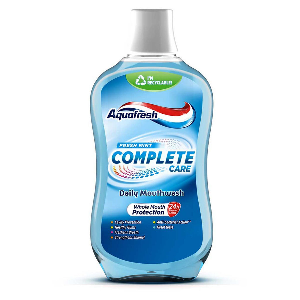 Aquafresh Mouthwash, Complete Care, Fresh Mint, Alcohol-free, 500 ml