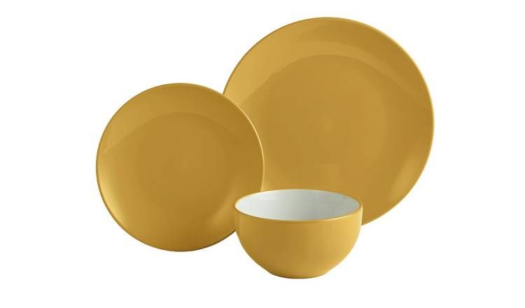 Argos Home 12 Piece Stoneware Dinner Set - Mustard