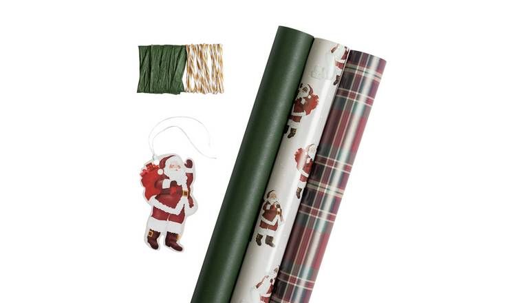 Argos Home 3 Roll Traditional Santa Wrapping Paper Set