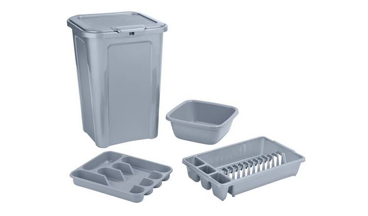 Argos Home 4 Piece Kitchen Bin Set - Grey