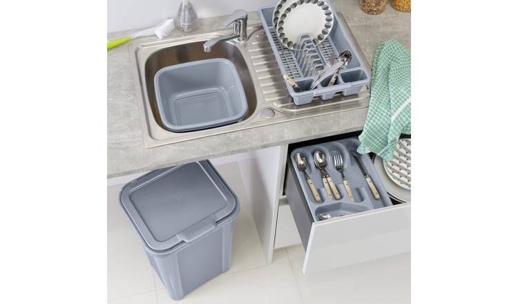 Argos Home 4 Piece Kitchen Bin Set - Grey