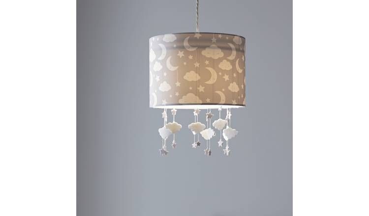 Argos Home Kids Grey Stars Easy Fit Drum Lampshade - 25cm - McGrocer