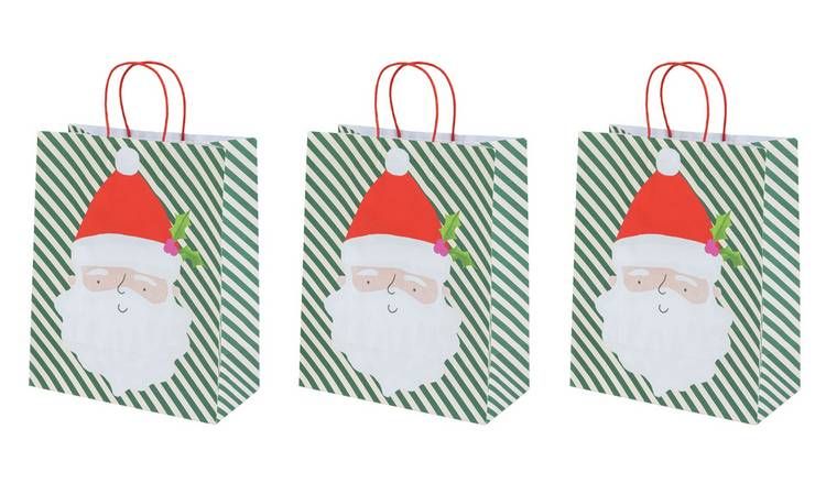 Argos Home Large Santa Striped Christmas Bag - 4 Pack