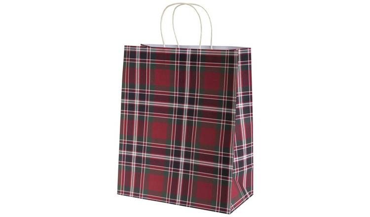 Argos Home Large Tartan Christmas Gift Bags - 4 Pack