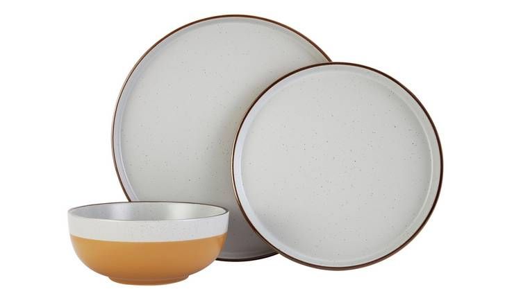 Argos Home Loft Living Speckle 12 Piece Dinner Set - Mustard