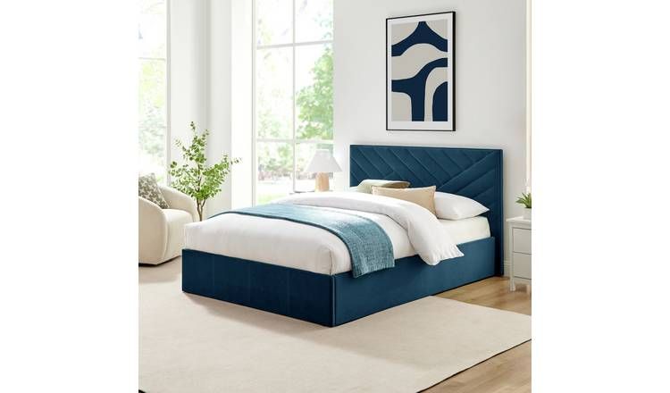 Argos Home Luca Small Double End Lift Ottoman Bed - Navy