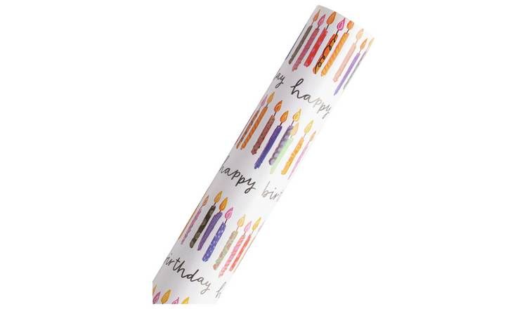 Argos Home Roll of Birthday Candle Wrapping Paper - 10m