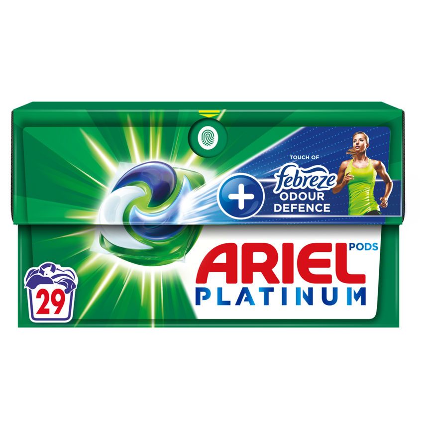 Ariel Platinum All-in-One Pods + Febreze Odour Control, Washing Liquid Capsules, 29 Washes - McGrocer