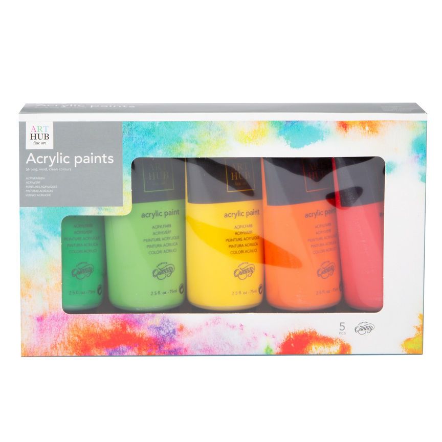 Art Hub 5 Pack Acrylic Paints - Green/Orange Set