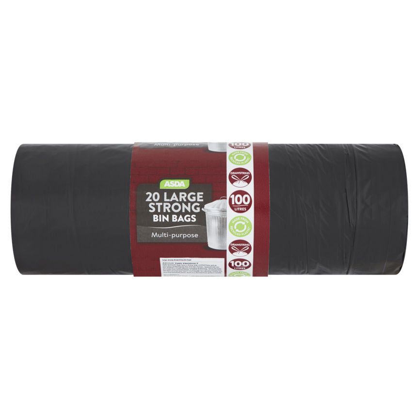 ASDA 20 Large Strong Bin Bags Multi-Purpose 100 Litres