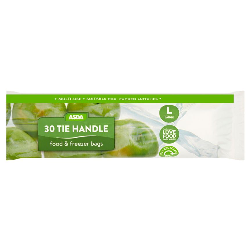 ASDA 30 Tie Handle Food & Freezer Bags Large