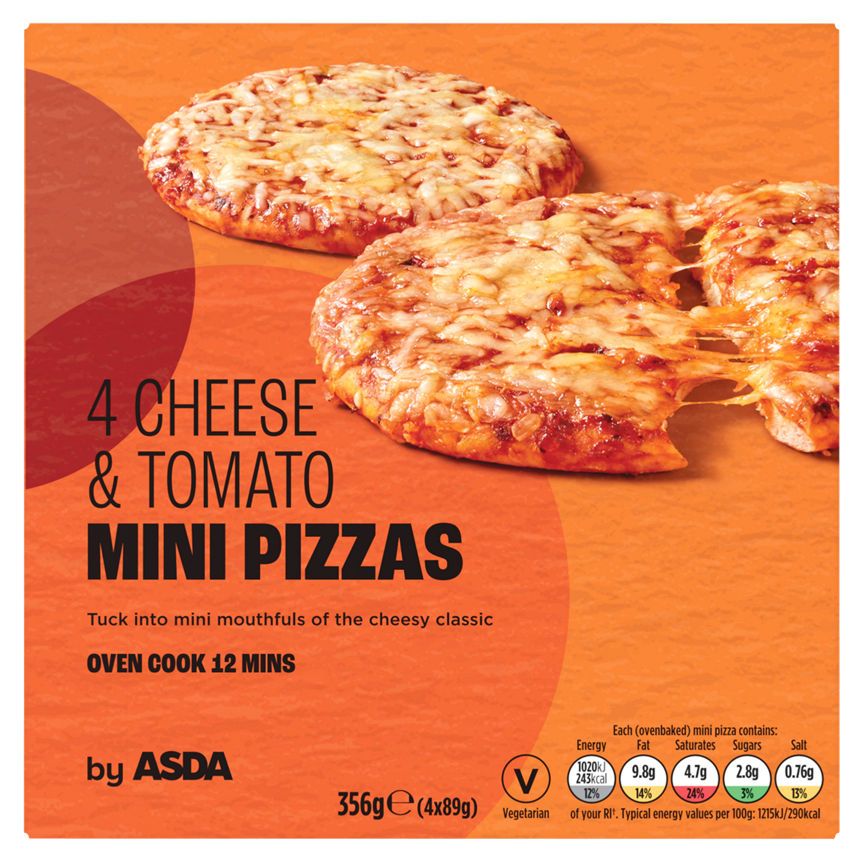 ASDA 4 Cheese & Tomato Mini Pizzas